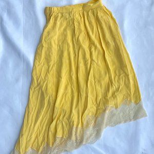 ZADIG & VOLTAIRE Yellow “Joslin” Jacquard Midi Silk Skirt